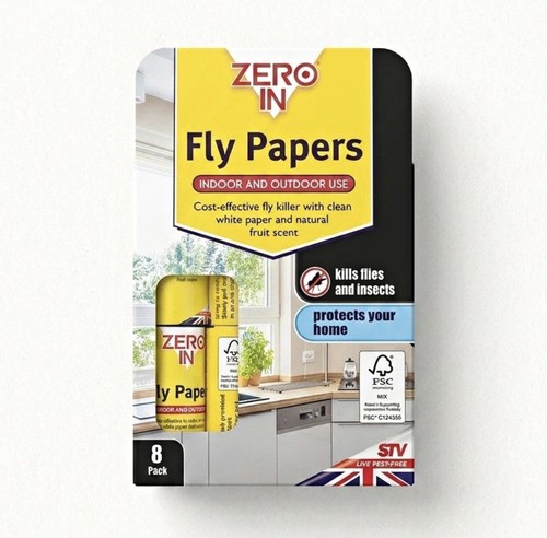Zero fly papers - in,